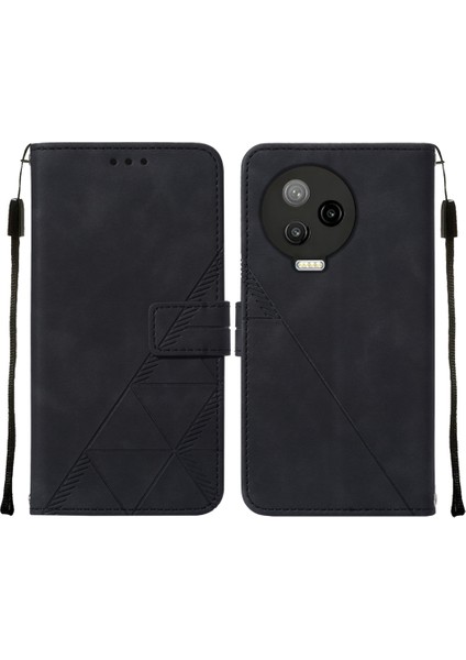 Note 12 Pro 4g Için Kabartmalı Pu Deri Stand Cüzdan Telefon Kılıfı - Siyah (Yurt Dışından)