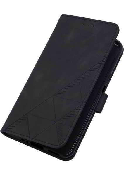 Note 12 Pro 4g Için Kabartmalı Pu Deri Stand Cüzdan Telefon Kılıfı - Siyah (Yurt Dışından)