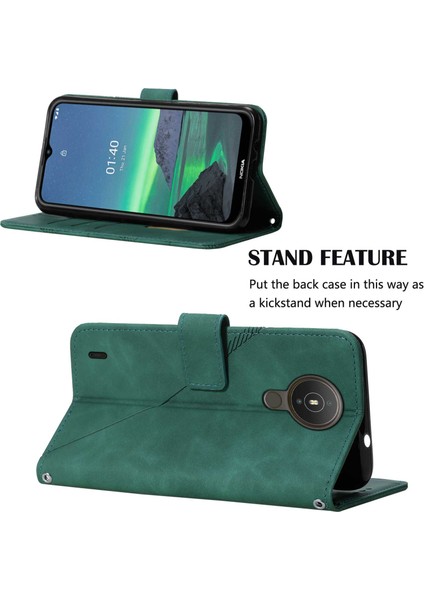 1.4 Için Kabartmalı Pu Deri Stand Cüzdan Telefon Kılıfı - Yeşil (Yurt Dışından)
