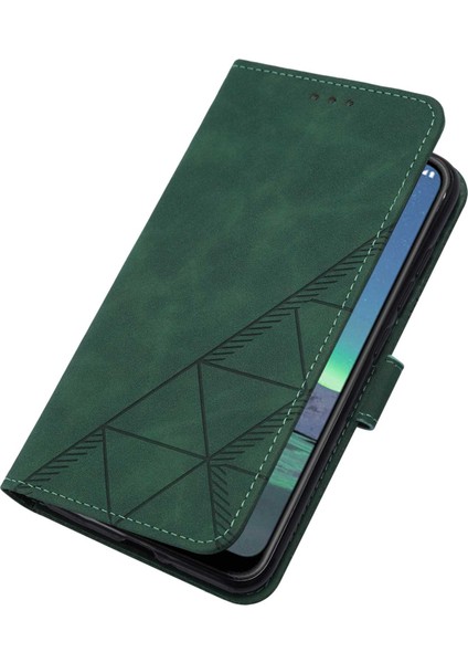 1.4 Için Kabartmalı Pu Deri Stand Cüzdan Telefon Kılıfı - Yeşil (Yurt Dışından)
