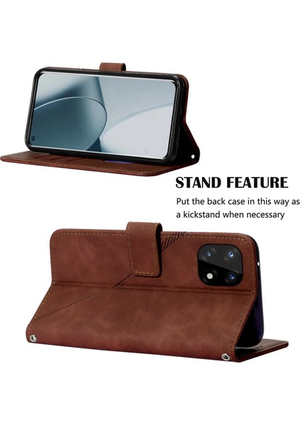 10 Pro Için Kabartmalı Pu Deri Stand Cüzdan Telefon Kılıfı - Kahverengi (Yurt Dışından)