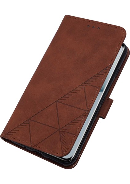 10 Pro Için Kabartmalı Pu Deri Stand Cüzdan Telefon Kılıfı - Kahverengi (Yurt Dışından)