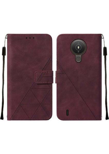 1.4 Için Kabartmalı Pu Deri Stand Cüzdan Telefon Kılıfı - Kırmızı (Yurt Dışından)