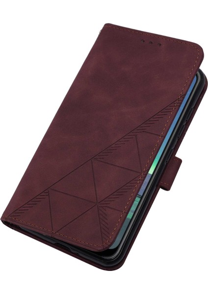 1.4 Için Kabartmalı Pu Deri Stand Cüzdan Telefon Kılıfı - Kırmızı (Yurt Dışından)