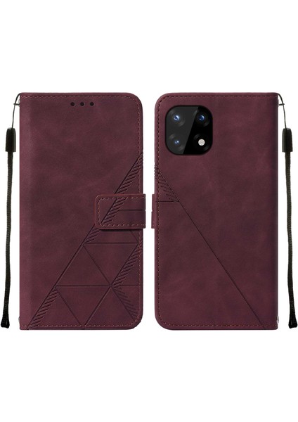 10 Pro Için Kabartmalı Pu Deri Stand Cüzdan Telefon Kılıfı - Kırmızı (Yurt Dışından)
