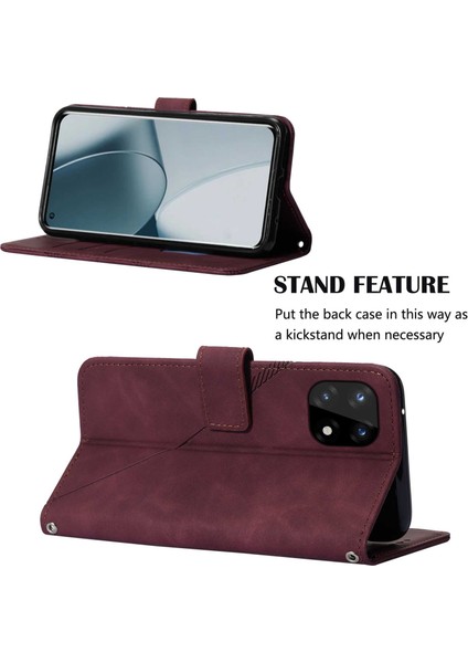 10 Pro Için Kabartmalı Pu Deri Stand Cüzdan Telefon Kılıfı - Kırmızı (Yurt Dışından)