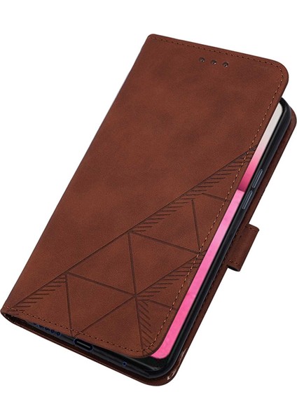 Smart 6 Için Kabartmalı Pu Deri Stand Cüzdan Telefon Kılıfı - Kahverengi (Yurt Dışından)