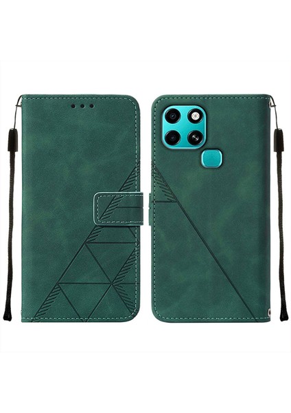 Smart 6 Için Kabartmalı Pu Deri Stand Cüzdan Telefon Kılıfı - Yeşil (Yurt Dışından)