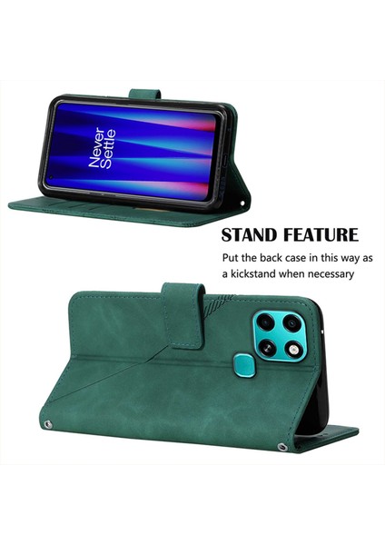 Smart 6 Için Kabartmalı Pu Deri Stand Cüzdan Telefon Kılıfı - Yeşil (Yurt Dışından)