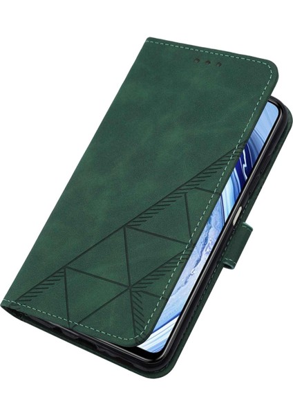 Redmi Note 9s / 9 Pro / 9 Pro Max Için Kabartmalı Pu Deri Stand Cüzdan Telefon Kılıfı - Yeşil (Yurt Dışından)