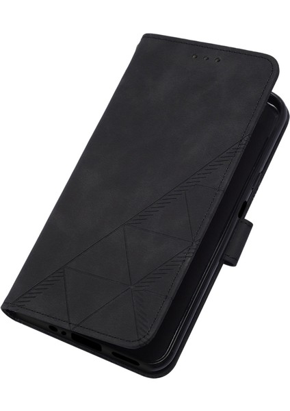 Note 12 Pro 5g Için Kabartmalı Pu Deri Stand Cüzdan Telefon Kılıfı - Siyah (Yurt Dışından)