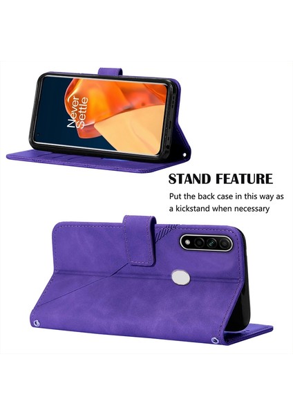 A8 A31 Için Kabartmalı Pu Deri Stand Cüzdan Telefon Kılıfı - Mor (Yurt Dışından)