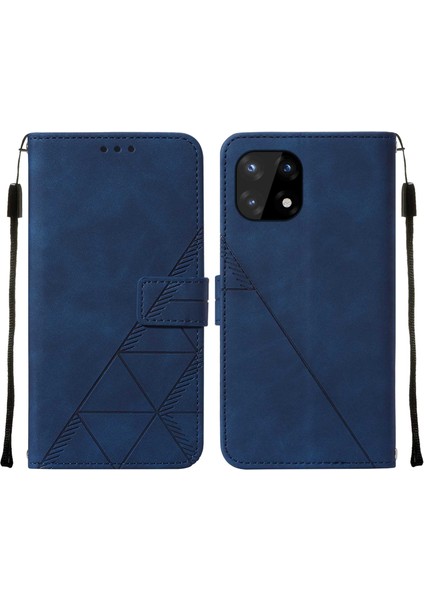 10 Pro Için Kabartmalı Pu Deri Stand Cüzdan Telefon Kılıfı - Mavi (Yurt Dışından)