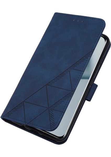 10 Pro Için Kabartmalı Pu Deri Stand Cüzdan Telefon Kılıfı - Mavi (Yurt Dışından)