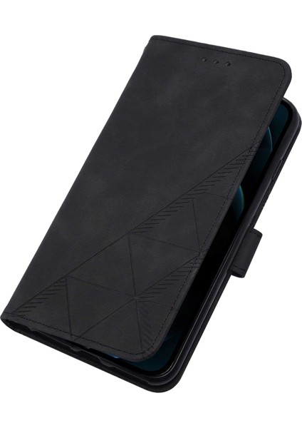 iPhone 12 Pro Max Için Kabartmalı Pu Deri Stand Cüzdan Telefon Kılıfı - Siyah (Yurt Dışından) modelleri