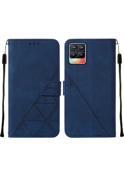 8 / 8 Pro Için Kabartmalı Pu Deri Stand Cüzdan Telefon Kılıfı - Mavi (Yurt Dışından)