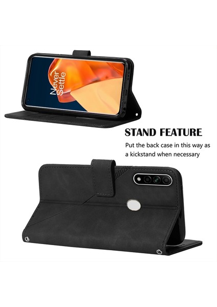 A8 A31 Için Kabartmalı Pu Deri Stand Cüzdan Telefon Kılıfı - Siyah (Yurt Dışından)