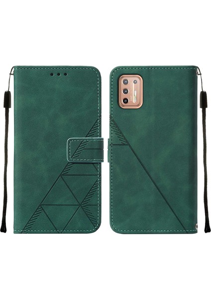 Moto G9 Plus Için Kabartmalı Pu Deri Stand Cüzdan Telefon Kılıfı - Yeşil (Yurt Dışından) fiyatları