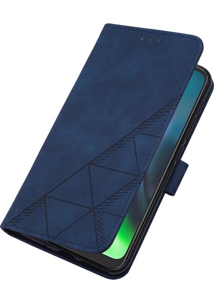 Moto G9 / G9 Play / E7 Plus Için Kabartmalı Pu Deri Stand Cüzdan Telefon Kılıfı - Mavi (Yurt Dışından) modelleri