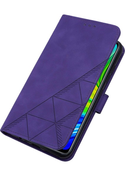Redmi Note 9 Için Kabartmalı Pu Deri Stand Cüzdan Telefon Kılıfı - Mor (Yurt Dışından) modelleri