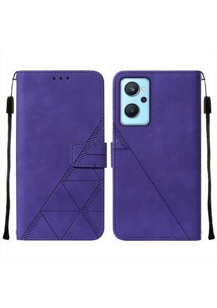 A36 / A76 / 9i Için Kabartmalı Pu Deri Stand Cüzdan Telefon Kılıfı - Mor (Yurt Dışından)