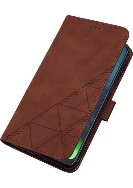 Moto G9 / G9 Play / E7 Plus Için Kabartmalı Pu Deri Stand Cüzdan Telefon Kılıfı - Kahverengi (Yurt Dışından) modelleri