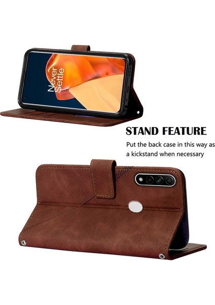 A8 A31 Için Kabartmalı Pu Deri Stand Cüzdan Telefon Kılıfı - Kahverengi (Yurt Dışından)