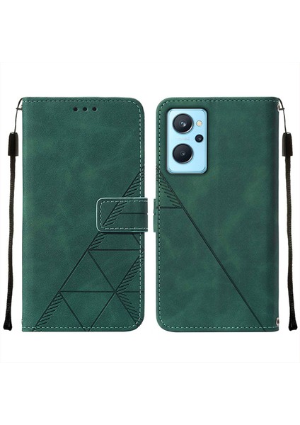 A36 / A76 / 9i Için Kabartmalı Pu Deri Stand Cüzdan Telefon Kılıfı - Yeşil (Yurt Dışından)