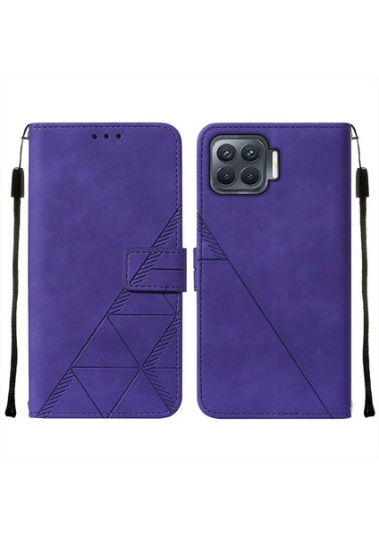 A93 4g / F17 Pro / Reno4 F / Reno4 Lite Için Kabartmalı Pu Deri Stand Cüzdan Telefon Kılıfı - Mor (Yurt Dışından)