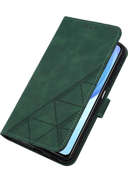 Mi 11 Lite Için Kabartmalı Pu Deri Stand Cüzdan Telefon Kılıfı - Yeşil (Yurt Dışından)