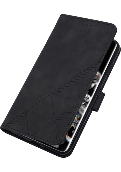 Galaxy S20 Ultra Için Kabartmalı Pu Deri Stand Cüzdan Telefon Kılıfı - Siyah (Yurt Dışından)