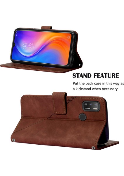Spark 5 Air / Spark 6 Air Için Kabartmalı Pu Deri Stand Cüzdan Telefon Kılıfı - Kahverengi (Yurt Dışından) fiyatları