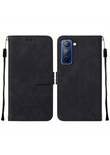 Pop 5p Için Kabartmalı Pu Deri Stand Cüzdan Telefon Kılıfı - Siyah (Yurt Dışından)