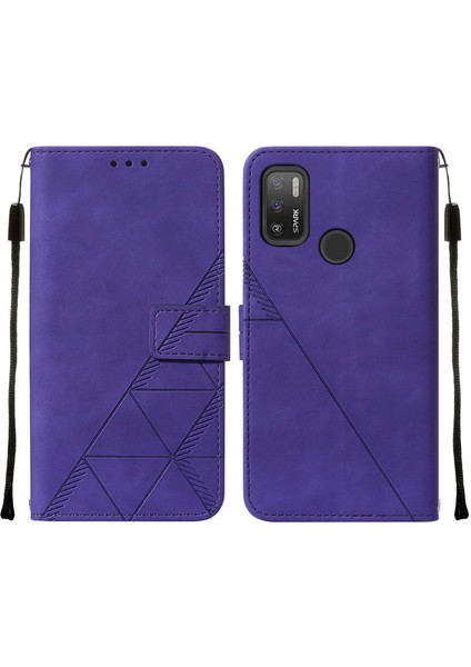 Spark 5 Air / Spark 6 Air Için Kabartmalı Pu Deri Stand Cüzdan Telefon Kılıfı - Mor (Yurt Dışından)
