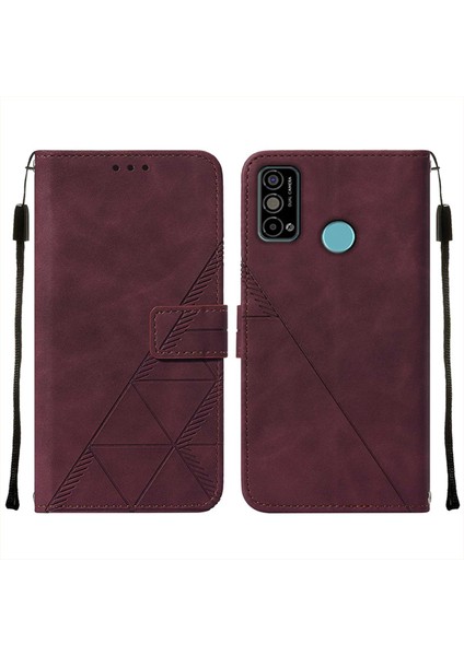 Spark Go 2021 / Spark 6 Go / Go 2020 Için Kabartmalı Pu Deri Stand Cüzdan Telefon Kılıfı - Kırmızı (Yurt Dışından)