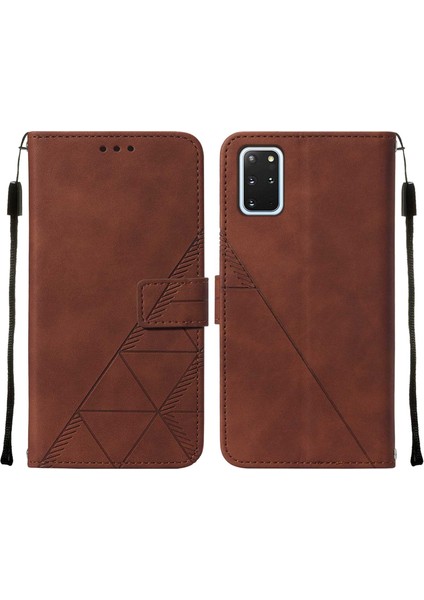 Galaxy S20 Plus Için Kabartmalı Pu Deri Stand Cüzdan Telefon Kılıfı - Kahverengi (Yurt Dışından)