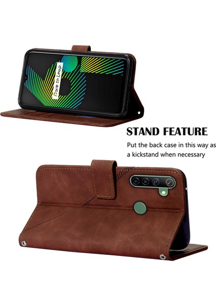 5 / 6i Için Kabartmalı Pu Deri Stand Cüzdan Telefon Kılıfı - Kahverengi (Yurt Dışından) fiyatları