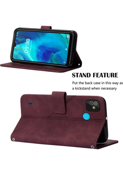 Pop 5 Için Kabartmalı Pu Deri Stand Cüzdan Telefon Kılıfı - Kırmızı (Yurt Dışından) fiyatları