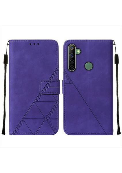5 / 6i Için Kabartmalı Pu Deri Stand Cüzdan Telefon Kılıfı - Mor (Yurt Dışından)