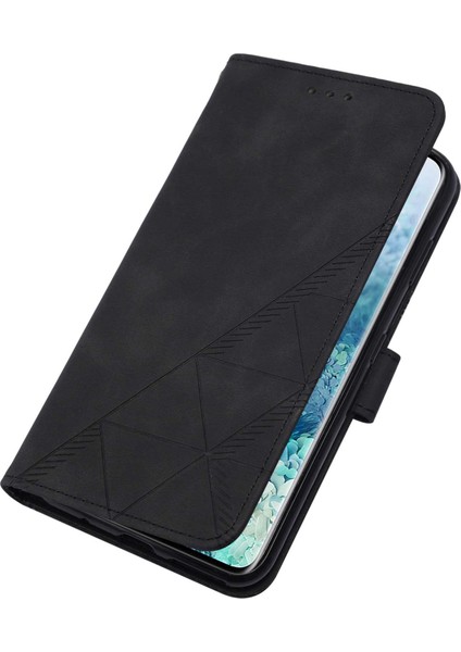Galaxy S20 Plus Için Kabartmalı Pu Deri Stand Cüzdan Telefon Kılıfı - Siyah (Yurt Dışından)
