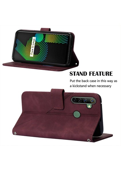 5 / 6i Için Kabartmalı Pu Deri Stand Cüzdan Telefon Kılıfı - Kırmızı (Yurt Dışından) fiyatları