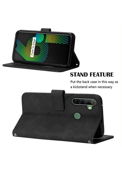 5 / 6i Için Kabartmalı Pu Deri Stand Cüzdan Telefon Kılıfı - Siyah (Yurt Dışından) fiyatları