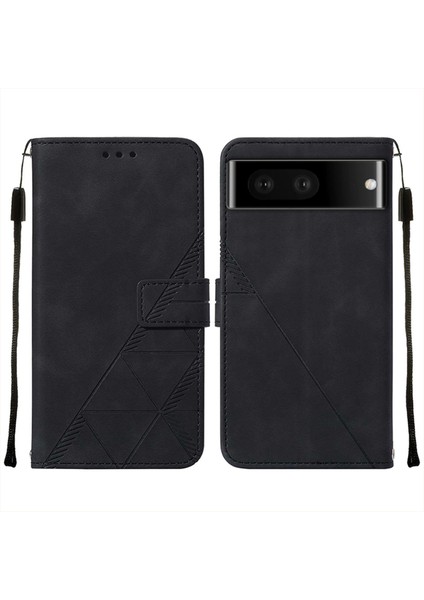 Pixel 7 Pro Için Kabartmalı Pu Deri Stand Cüzdan Telefon Kılıfı - Siyah (Yurt Dışından)