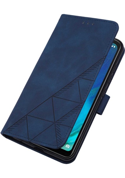 Pop 5 Için Kabartmalı Pu Deri Stand Cüzdan Telefon Kılıfı - Mavi (Yurt Dışından)