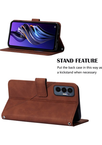 Pova 3 / Le7 Için Kabartmalı Pu Deri Stand Cüzdan Telefon Kılıfı - Kahverengi (Yurt Dışından) modelleri