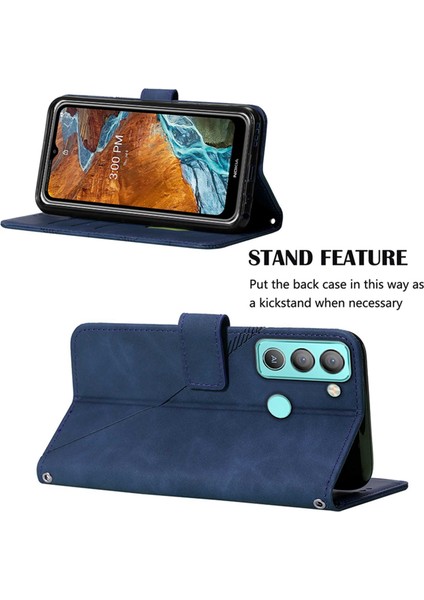 Pop 5 Lte / Bd4 Için Kabartmalı Pu Deri Stand Cüzdan Telefon Kılıfı - Mavi (Yurt Dışından)