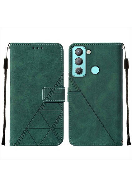 Pop 5 Lte / Bd4 Için Kabartmalı Pu Deri Stand Cüzdan Telefon Kılıfı - Yeşil (Yurt Dışından)