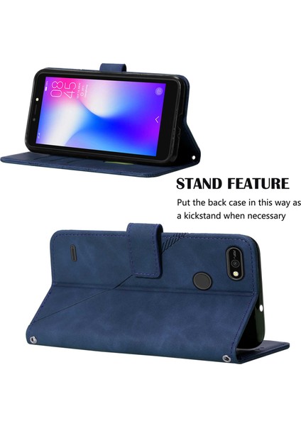 Pop 2f Için Kabartmalı Pu Deri Stand Cüzdan Telefon Kılıfı - Mavi (Yurt Dışından) fiyatları