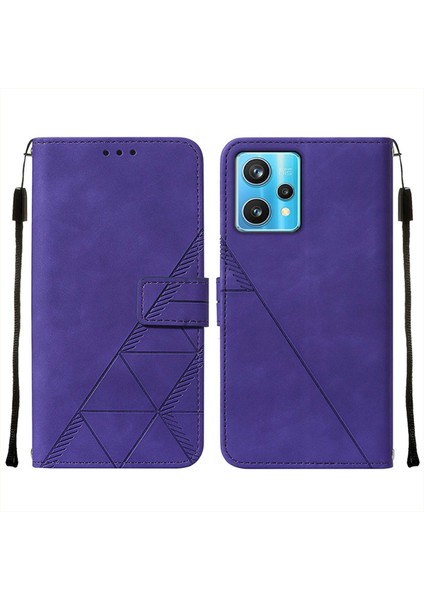 9 Pro+ 5g Için Kabartmalı Pu Deri Stand Cüzdan Telefon Kılıfı - Mor (Yurt Dışından)
