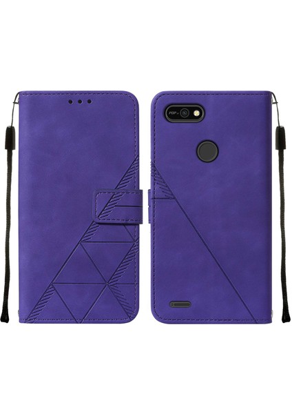 Pop 2f Için Kabartmalı Pu Deri Stand Cüzdan Telefon Kılıfı - Mor (Yurt Dışından)
